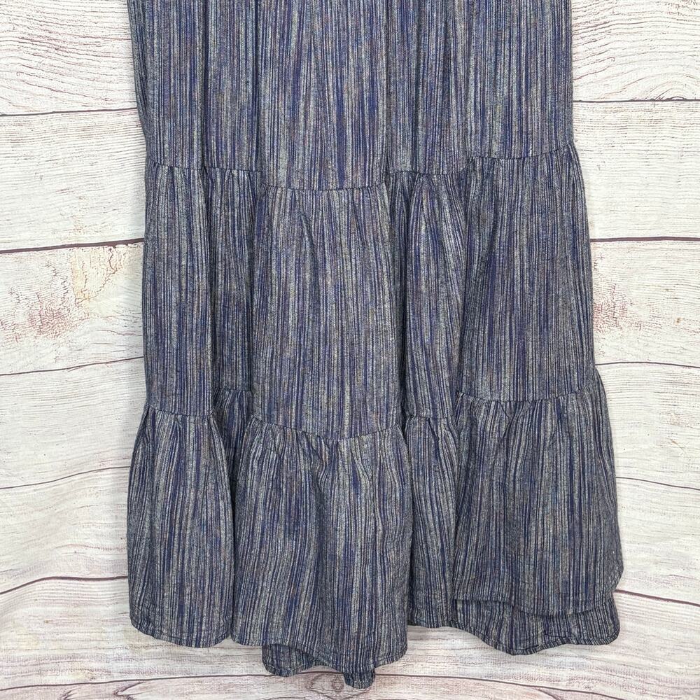 Pinch Cotton Linen Blend Tiered Blue Ruffle Midi Dress Sz s Prairie - Picture 12 of 14